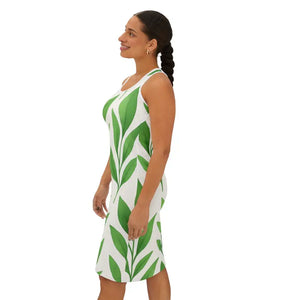 Green Leaves Pattern Dress - Premium Comfort Style - Dipaliz - Dresses