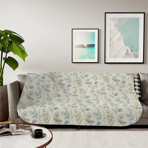 Sherpa Blanket – Cozy Green Leaves Throw - Dipaliz - Blankets