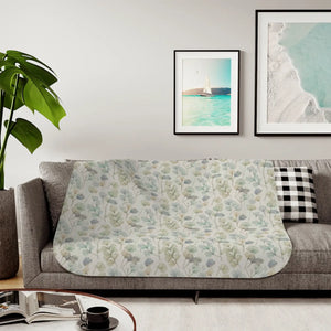 Sherpa Blanket – Cozy Green Leaves Throw - Dipaliz - Blankets