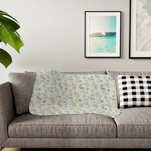 Sherpa Blanket – Cozy Green Leaves Throw - Dipaliz - Blankets