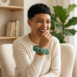 Green Marble Swirl Scrunchie - Hair Accessories