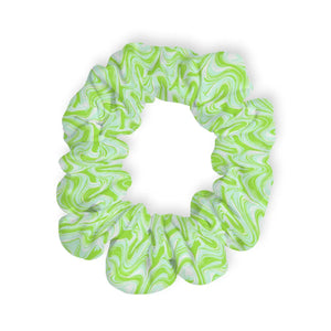 Green Marble Swirl Scrunchie, Retro Tie-dye Hair Accessory - Accessories