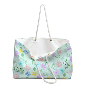 Green Oversized Polyester Weekender Bag Botanical Print - Dipaliz - 24’’ × 13’’ - Tote Bags
