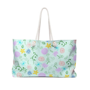 Botanical Bloom Polyester Weekender Bag - Green Oversized - Dipaliz - Tote Bags