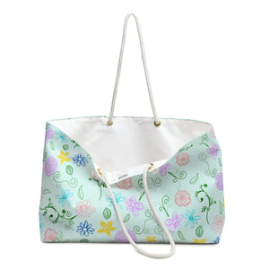 Botanical Bloom Polyester Weekender Bag - Green Oversized - Dipaliz - Tote Bags