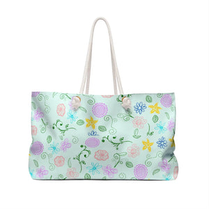Botanical Bloom Polyester Weekender Bag - Green Oversized - Dipaliz - Tote Bags