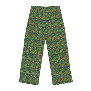 Cozy Womens Pajama Pants - Green Paisley Print - Dipaliz - Pajamas