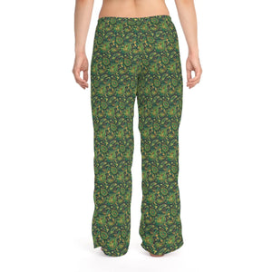 Cozy Womens Pajama Pants - Green Paisley Print - Dipaliz - Pajamas