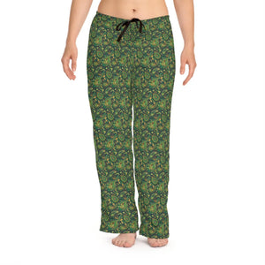 Cozy Womens Pajama Pants - Green Paisley Print - Dipaliz - Pajamas