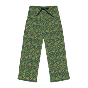 Cozy Womens Pajama Pants - Green Paisley Print - Dipaliz - Pajamas