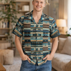 Green Plaid Hawaiian Camp Shirt - Summer Polyester - Dipaliz - Shirts