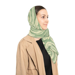 Green Swirl Pattern Scarf – Lightweight Fashion Accessory - Neck Gaiters