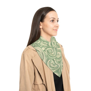 Green Swirl Pattern Scarf – Lightweight Fashion Accessory - Neck Gaiters