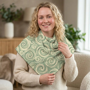 Green Swirl Pattern Scarf – Lightweight Fashion Accessory - Neck Gaiters