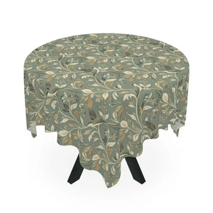 Home Decor - Green Vintage Floral Tablecloth - Botanical Vine Pattern - Dipaliz one Size / White