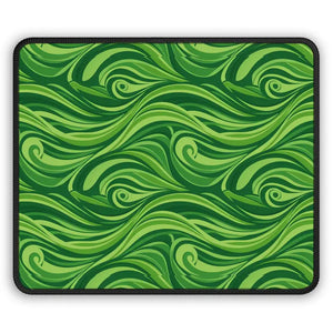 Green Wave Gaming Mouse Pad - Swirling Neon Pattern - Dipaliz - Rectangle / 9’’ × 7’’ - Computer Accessories