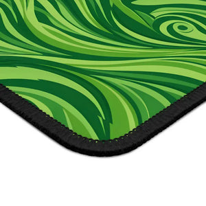 Green Wave Gaming Mouse Pad - Swirling Neon Pattern - Dipaliz - Rectangle / 9’’ × 7’’ - Computer Accessories