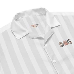 Unisex Button Shirt White Stripes Dog Emblem Cool Style Dipaliz - Shirts