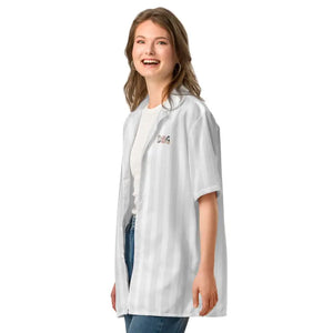 Unisex Button Shirt White Stripes Dog Emblem Cool Style Dipaliz - Shirts