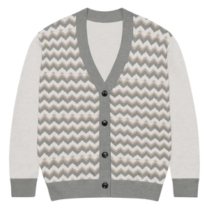 Grey Chevron Knitted Cardigan - Cozy Lightweight Layering - Dipaliz - 2xl - Cardigans