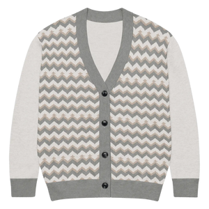 Grey Chevron Knitted Cardigan - Cozy Lightweight Layering - Dipaliz - Cardigans - Xs