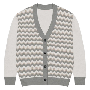 Grey Chevron Knitted Cardigan - Cozy Lightweight Layering - Dipaliz - 2xs - Cardigans