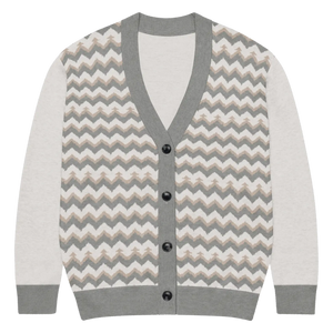 Grey Chevron Knitted Cardigan - Cozy Lightweight Layering - Dipaliz - Cardigans - Xs