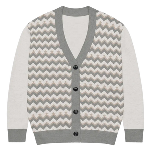 Grey Chevron Knitted Cardigan - Cozy Lightweight Layering - Dipaliz - 3xl - Cardigans