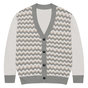 Grey Chevron Knitted Cardigan - Cozy Lightweight Layering - Dipaliz - Cardigans - Xs
