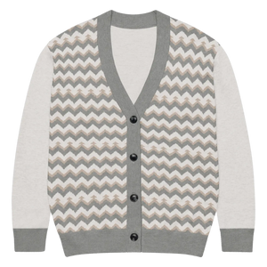 Grey Chevron Knitted Cardigan - Cozy Lightweight Layering - Dipaliz - Cardigans - Xs
