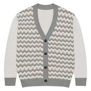 Grey Chevron Knitted Cardigan - Cozy Lightweight Layering - Dipaliz - m - Cardigans