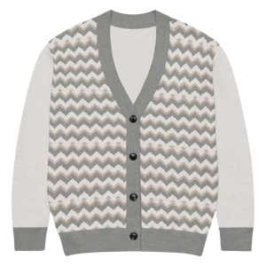 Grey Chevron Knitted Cardigan - Cozy Lightweight Layering - Dipaliz - s - Cardigans