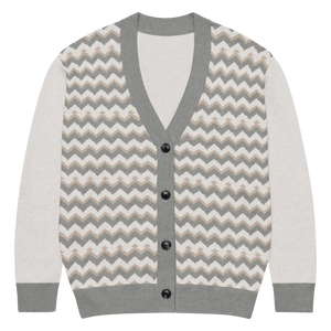 Grey Chevron Knitted Cardigan - Cozy Lightweight Layering - Dipaliz - Cardigans - Xs