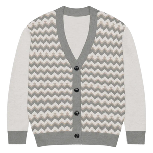 Grey Chevron Knitted Cardigan - Cozy Lightweight Layering - Dipaliz - Xl - Cardigans