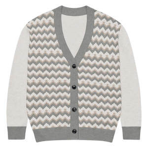 Grey Chevron Knitted Cardigan - Cozy Lightweight Layering - Dipaliz - Cardigans - Xs