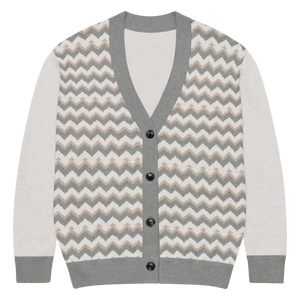 Grey Chevron Knitted Cardigan - Cozy Lightweight Layering - Dipaliz - Cardigans - Xs