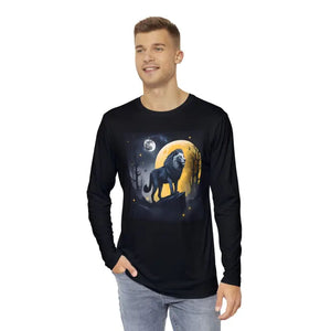 Long Sleeve Aop Shirt Winter Wolf Moon Grey Polyester Dipaliz - T-shirts