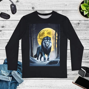 Long Sleeve Aop Winter Night Moon Lion Tee - Dipaliz - Xs - T-shirts