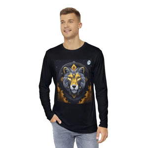 Long Sleeve Aop Shirt Grey Lion Full Moon Winter Night - Dipaliz - T-shirts