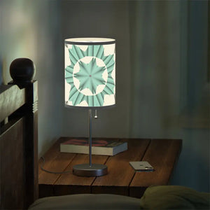 Teal Geometric Pattern Lamp on Stand - Bold Modern Decor - Dipaliz - Light Grey / Silver / one Size - Lamps