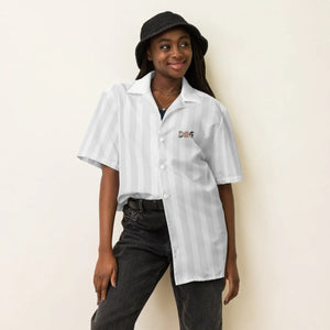 Oversized White Stripes Button Shirt - Dog Emblem - Dipaliz - Shirts - 2xs