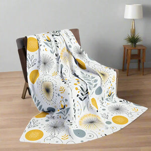 Arctic Fleece Blanket – Bold Yellow Floral - Dipaliz - Blankets