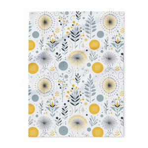 Arctic Fleece Blanket – Bold Yellow Floral - Dipaliz - Blankets