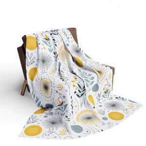 Arctic Fleece Blanket – Bold Yellow Floral - Dipaliz - Blankets