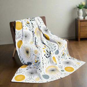 Arctic Fleece Blanket – Bold Yellow Floral - Dipaliz - Blankets