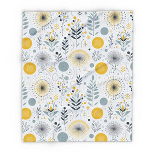 Arctic Fleece Blanket – Bold Yellow Floral - Dipaliz - Blankets