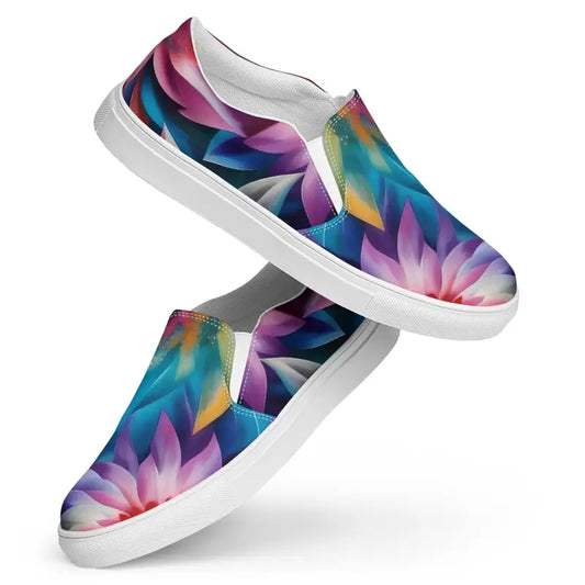 Groovy Women’s Slip-on Canvas Shoes - Psychedelic Flower Power - 5