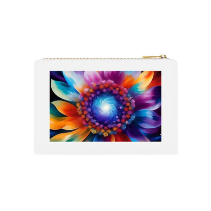 Groovy Psychedelic Flower Cosmetic Bag with Gold Zipper - White / one Size Bags