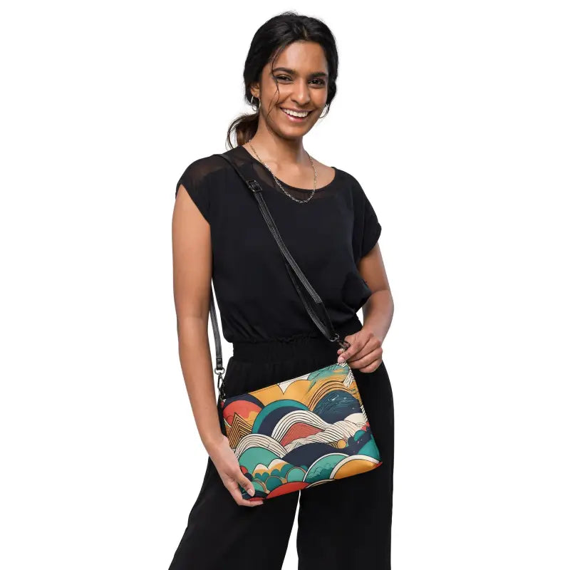 Groovy Retro Crossbody: Bold Style with Colored Abstract Pattern - Bags