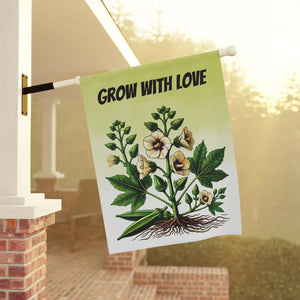 Vibrant Okra Vegetable Plant Poly Poplin Canvas Dipaliz - Flags & Windsocks